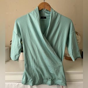 Marc Cain Sport Turquoise Long Sleeve V-Cross front Top Size N1 (US 4) NWT